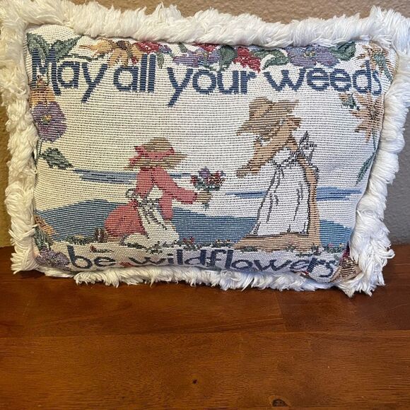 May All Your Weeds Be Wildflowers Embroidered Pillow - Picture 2 of 16